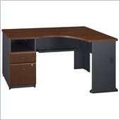 Bush Series A Expandable Single Pedestal Corner Desk in Hansen Cherry