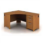 Bush Envoy Corner Desk and File Pedestal in Natural Cherry