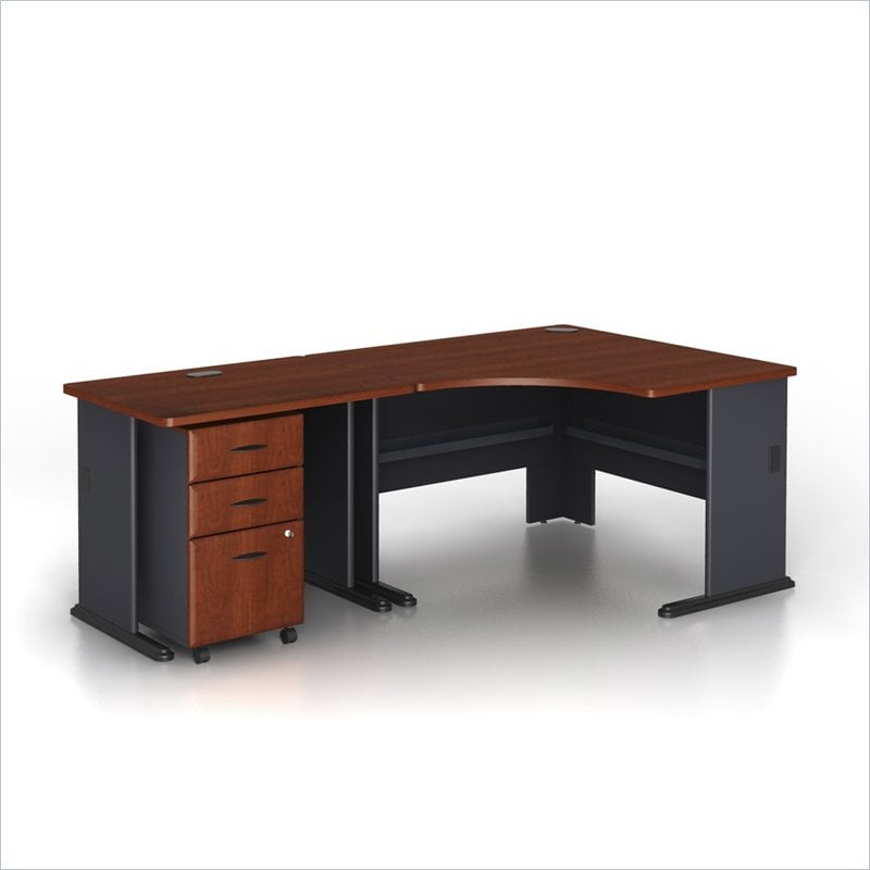 Bush Series A 3-Piece Wood Corner Computer Desk in Hansen Cherry