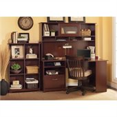 Bush Cabot 60 Corner Computer Desk with Hutch and Bookcase in Harvest Cherry