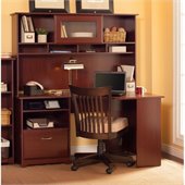 Bush Cabot 60 Corner Computer Desk with Hutch in Harvest Cherry