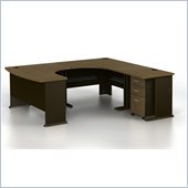 Bush Series A 4-Piece U-Shaped Right-Hand Computer Desk in Sienna Walnut