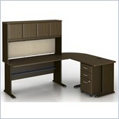 Bush Series A 5-Piece L-Shaped Computer Desk in Sienna Walnut