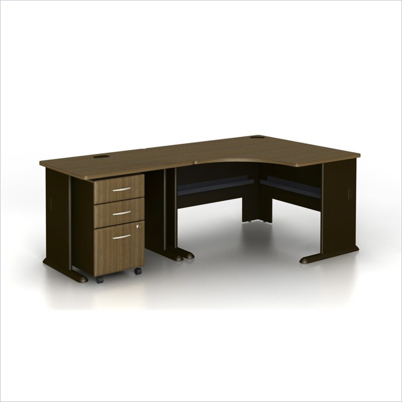 Bush Series A 3-Piece Corner Computer Desk in Sienna Walnut