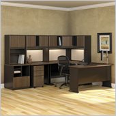 Bush Series A 8-Piece U-Shaped Computer Desk in Sienna Walnut