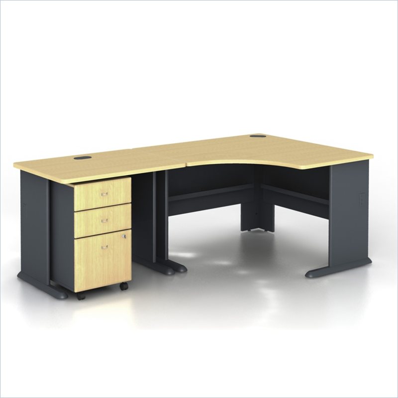 Bush Series A 3-Piece Corner Computer Desk in Beech