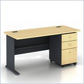 Bush Series A 60 Wood Computer Desk with 3-Drawer File Cabinet in Beech