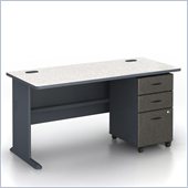 Bush Series A 60 Computer Desk with 3-Drawer File Cabinet in Slate