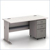 Bush Series A 60 Computer Desk with 3-Drawer File Cabinet in Pewter