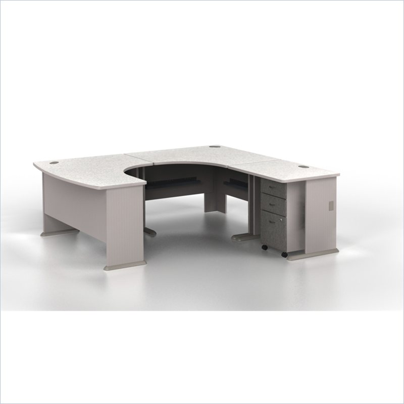 Bush Series A 4-Piece U-Shape Right-Hand Corner Computer Desk in Pewter