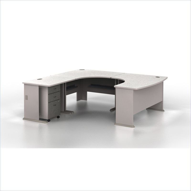 Bush Series A 4-Piece U-Shape Left-Hand Corner Computer Desk in Pewter