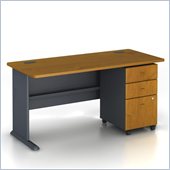 Bush Series A 60 Computer Desk with 3-Drawer File Cabinet in Natural Cherry