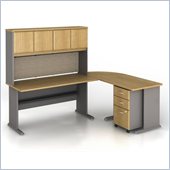 Bush Series A 5-Piece L-Shape Computer Desk in Light Oak