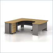 Bush Series A 4-Piece U-Shape Left-Hand Corner Computer Desk in Light Oak