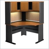 Bush Series A 48 Corner Computer Desk with Hutch in Natural Cherry