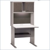 Bush Series A 36 Computer Desk with Hutch in Pewter