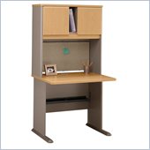 Bush Series A 36 Wood Computer Desk with Hutch in Light Oak