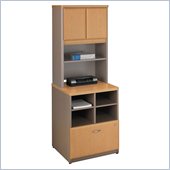 Bush Series A Storage Cabinet with Hutch in Light Oak