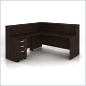 Bush Series C 4-Piece L-Shape Reception Computer Desk in Mocha Cherry