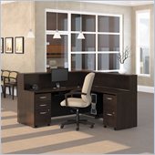 Bush Series C 5-Piece L-Shape Reception Computer Desk in Mocha Cherry