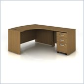 Bush Series C 3-Piece Right-Hand Computer Bow Desk in Warm Oak