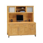Bush Somerset 60 Computer Credenza with Hutch in Maple Cross