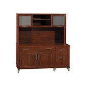 Bush Somerset 60 Computer Credenza with Hutch in Hansen Cherry