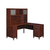 Bush Somerset 60 L-Shape Computer Desk with Hutch in Hansen Cherry