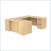 Bush 300 Series 66 U-Shape Executive Desk in Natural Maple