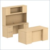 Bush 300 Series 66 Double Pedestal Desk Set in Natural Maple