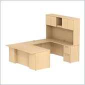 Bush 300 Series 72 U-Shape Executive Desk with Hutch in Natural Maple
