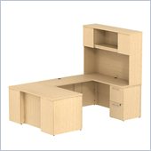 Bush 300 Series 60 U-Shape Executive Desk with Hutch in Natural Maple