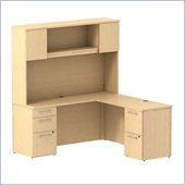 Bush 300 Series 66 L-Shape Computer Desk with Hutch in Natural Maple