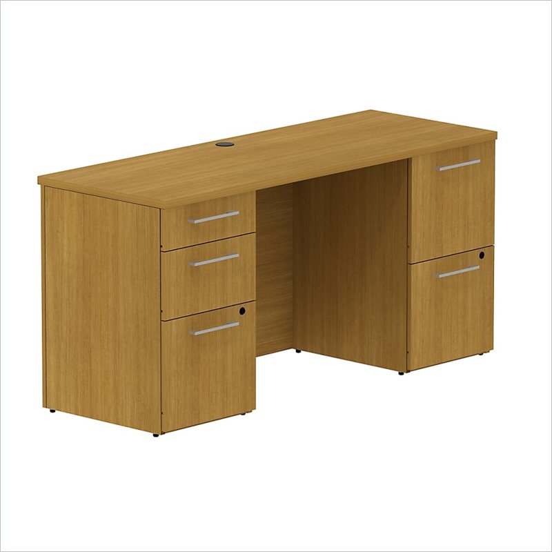 Bush 300 Series 60 Double Pedestal Computer Desk in Modern Cherry