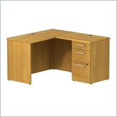 Bush 300 Series 48 L-Shape Shell Pedestal Desk in Modern Cherry