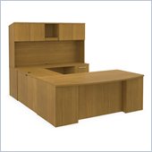 Bush 300 Series 72 U-Shape Bow Desk with Hutch in Modern Cherry