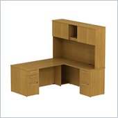 Bush 300 Series 72 L-Shape Computer Desk with Hutch in Modern Cherry