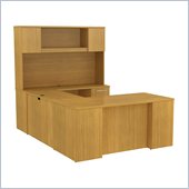 Bush 300 Series 60 U-Shape Executive Desk with Hutch in Modern Cherry