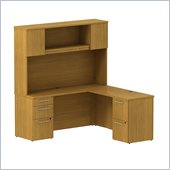 Bush 300 Series 66 L-Shape Computer Desk with Hutch in Modern Cherry