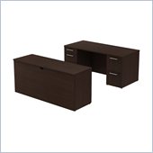 Bush 300 Series 66 Double Pedestal Desk and Credenza in Mocha Cherry