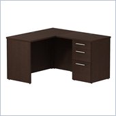Bush 300 Series 48 L-Shape Shell Pedestal Desk in Mocha Cherry