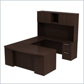 Bush 300 Series 72 U-Shape Bow Desk with Hutch in Mocha Cherry