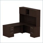 Bush 300 Series 72 L-Shape Computer Desk with Hutch in Mocha Cherry