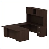 Bush 300 Series 72 U-Shape Executive Desk with Hutch in Mocha Cherry