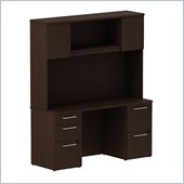 Bush 300 Series 60 Double Pedestal Desk with Hutch in Mocha Cherry