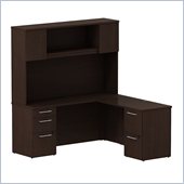 Bush 300 Series 66 L-Shape Computer Desk with Hutch in Mocha Cherry