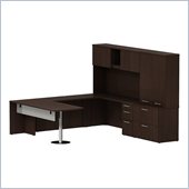 Bush 300 Series 72 U-Shape Executive Desk with Storage in Mocha Cherry
