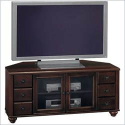 Bush Savannah 54" Corner TV Stand in Dark Cherry