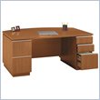 Bush Furniture Milano Golden Anigre Bow Front Double Pedestal Desk by Bush