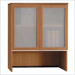 Bush Furniture Milano Golden Anigre Bookcase Hutch with Glass Doors